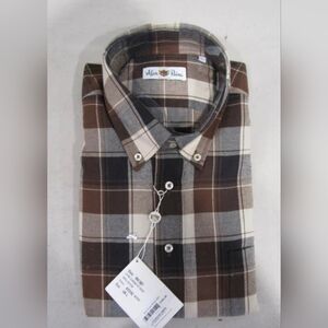 Alan Paine Men's Casual Brown Plaid Shirt